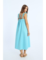 Long dress, ruffled collar