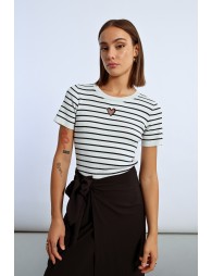 Striped T-shirt with heart opening