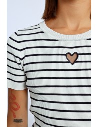 Striped T-shirt with heart opening