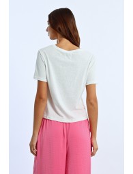 Straight t-shirt, heart pattern