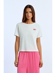 Straight t-shirt, heart pattern