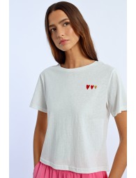 T-shirt droit, motif cœur