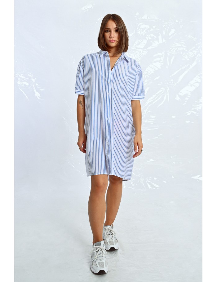 Robe chemise irisée à rayures