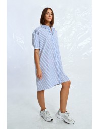 Iridescent striped shirt dress 