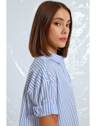 Iridescent striped shirt dress 