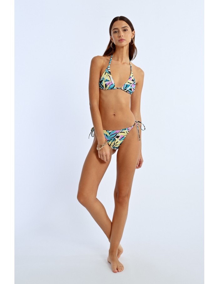 Printed tie bikini bottoms