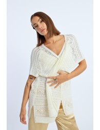 Open crochet kimono