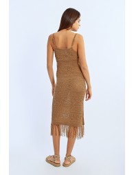 Vestido midi de tirantes crochet