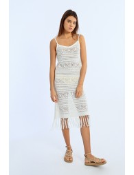 Vestido midi de tirantes crochet