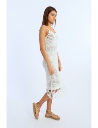 Vestido midi de tirantes crochet