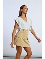 Straight mini skirt with cargo pockets