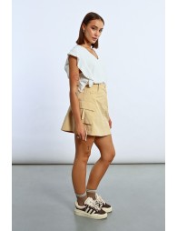 Straight mini skirt with cargo pockets