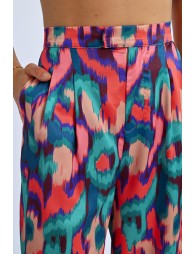 Printed pleated pants