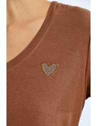 Camiseta de manga corta estampado corazón