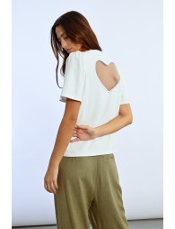 Heart-shaped backless t-shirt