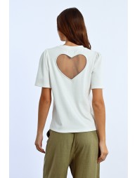 Heart-shaped backless t-shirt