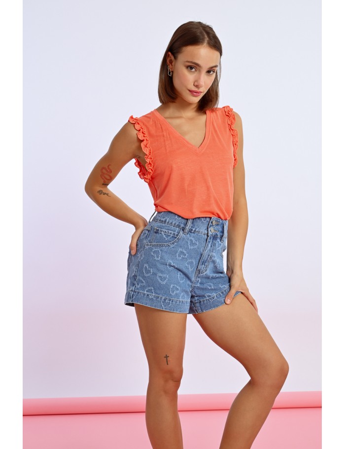 Rhinestone denim shorts