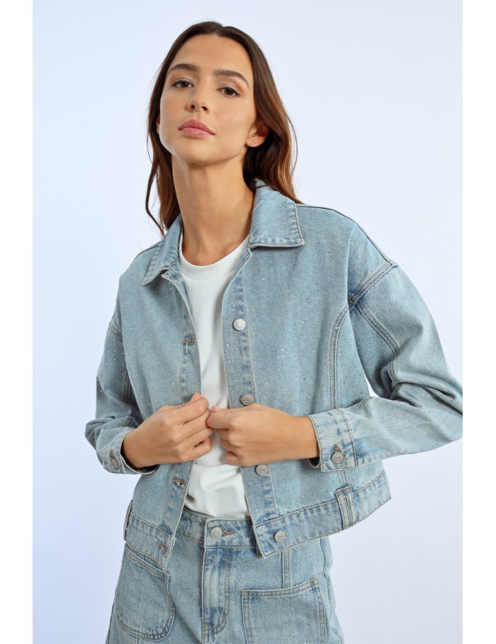 Veste en jean à strass