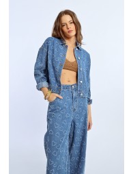 Veste en jean à motif cœur