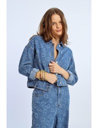 Heart pattern denim jacket