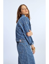 Heart pattern denim jacket