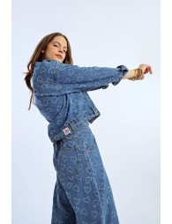 Veste en jean à motif cœur