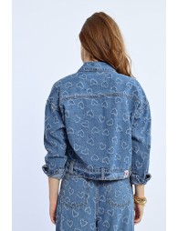 Heart pattern denim jacket