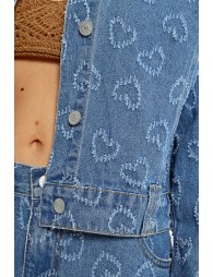 Veste en jean à motif cœur