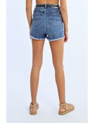 Fringed denim shorts