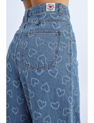 Pantalon large à motif cœur