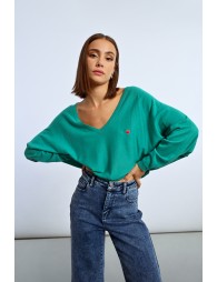 Heart pattern cropped sweater