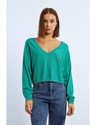 Pull crop motif cœur