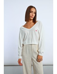 Heart pattern cropped sweater