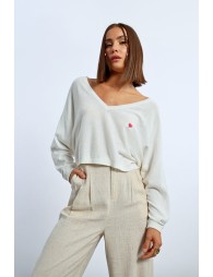 Pull crop motif cœur