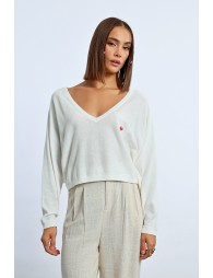 Pull crop motif cœur