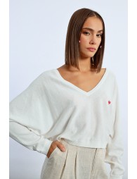 Heart pattern cropped sweater