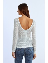 Long-sleeved openwork top