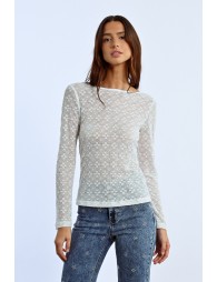 Long-sleeved openwork top