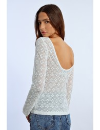 Long-sleeved openwork top