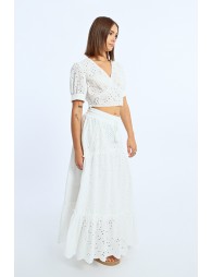 Long skirt with English embroidery