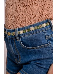 Short vaquero detalle flores