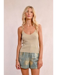 Iridescent mesh tank top