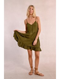 Vestido de tirantes con volantes y lazada