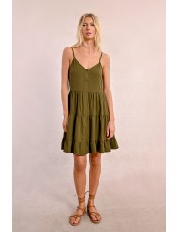 Vestido de tirantes con volantes y lazada