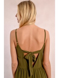 Vestido de tirantes con volantes y lazada