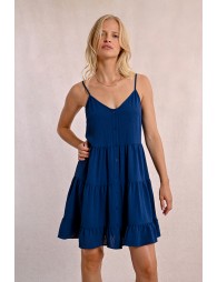 Vestido de tirantes con volantes y lazada