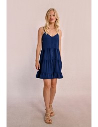 Vestido de tirantes con volantes y lazada