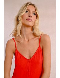 Vestido de tirantes con volantes y lazada