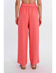 Pantalón largo con lazada y pliegues