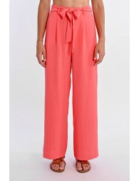 Pantalón largo con lazada y pliegues